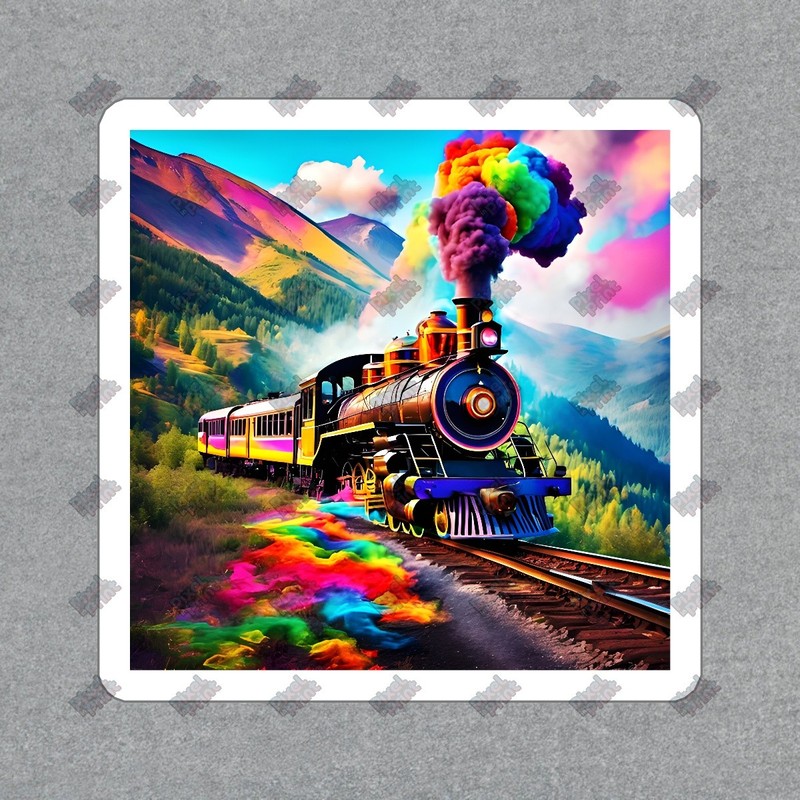 Colorful Vintage Train Vinyl Sticker Retro Train Decal for Home #408013