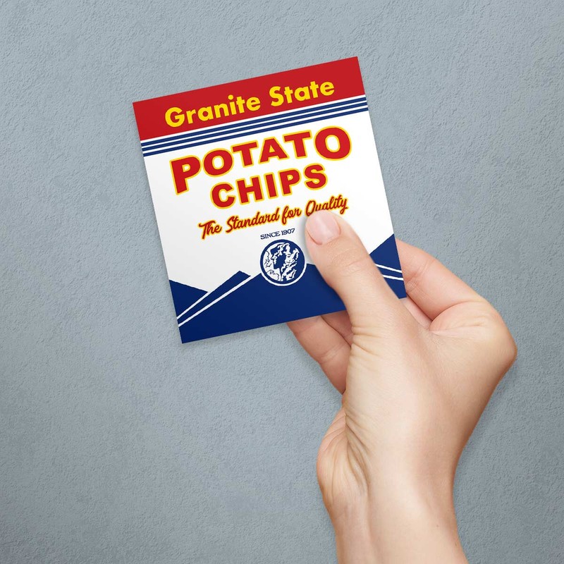 Vinyl Sticker; Granite State Potato Chips New Hampshire Die Cut Sticker, retro gallery