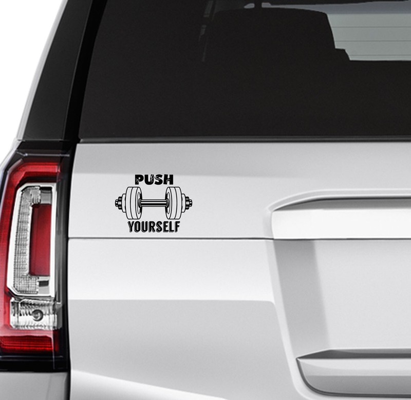 Fitness Quote 4.8x3.6" Push yoursel Vinyl Decal Sticker Car Truck Wall Door gallery