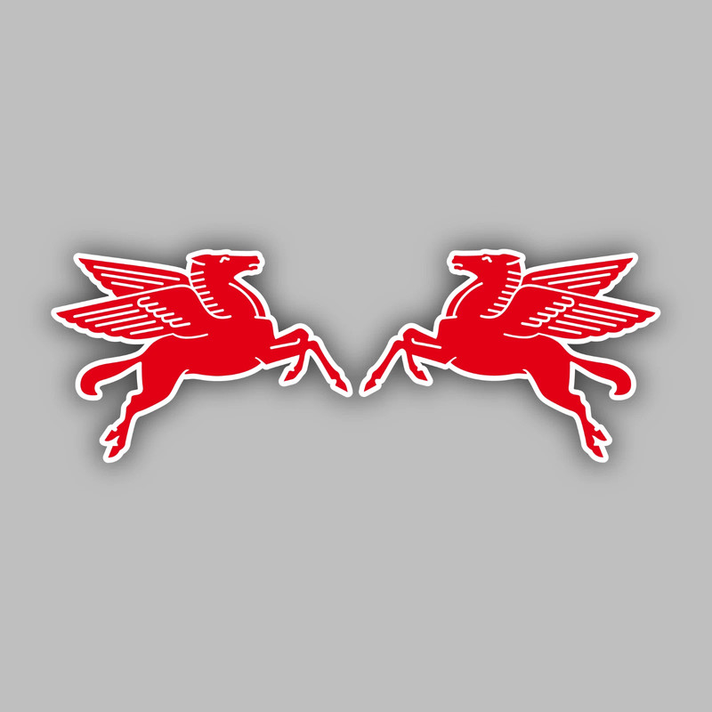 mobil oil 2 pc stickers decal gas vintage pegasus racing Classic