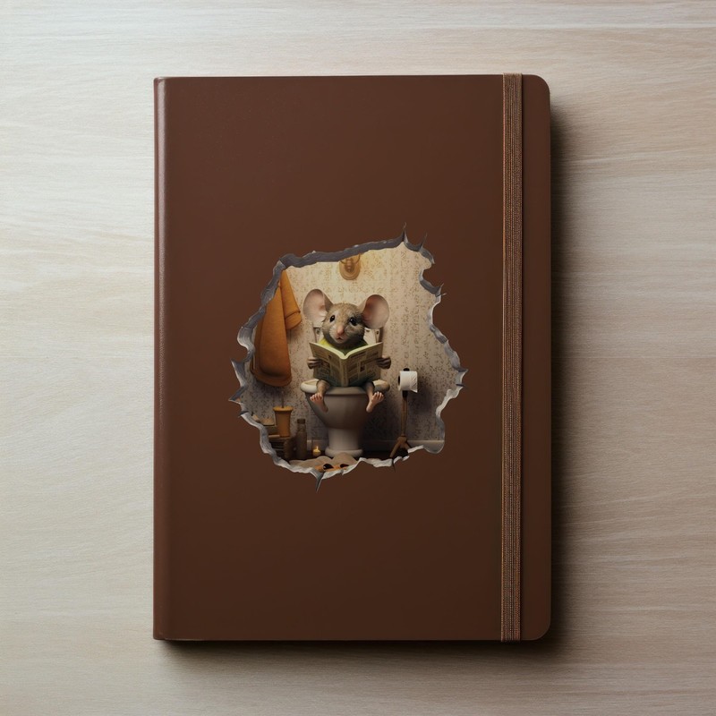 Mouse Hole Decal Sticker, Humorous Toilet Scene, 3D Effect, Multicolor gallery