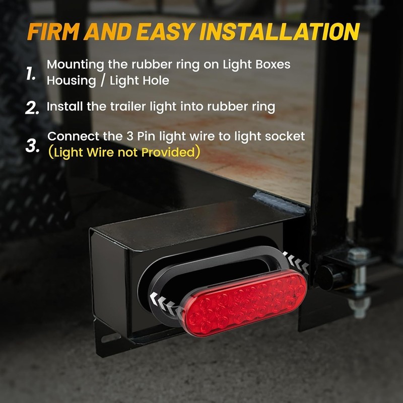 6 Inch Oval Red LED Trailer Tail Lights 2PCS, Super Bright 24LEDs Oval 6" Brake gallery