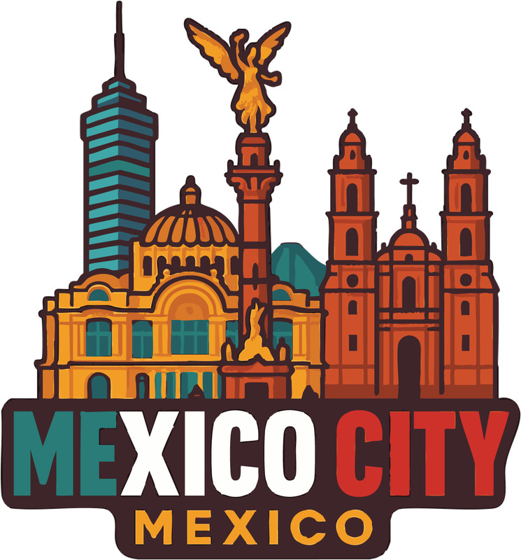 Mexico City Sticker Decal Vinyl Die-Cut City Skyline Landmark Design