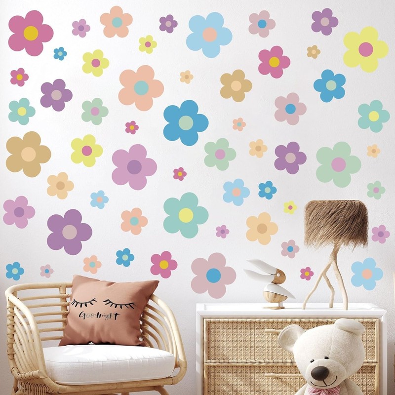 12 Sheets Flower Wall Decals Cute Colorful Vinyl Stickers For Girls Kids Room gallery
