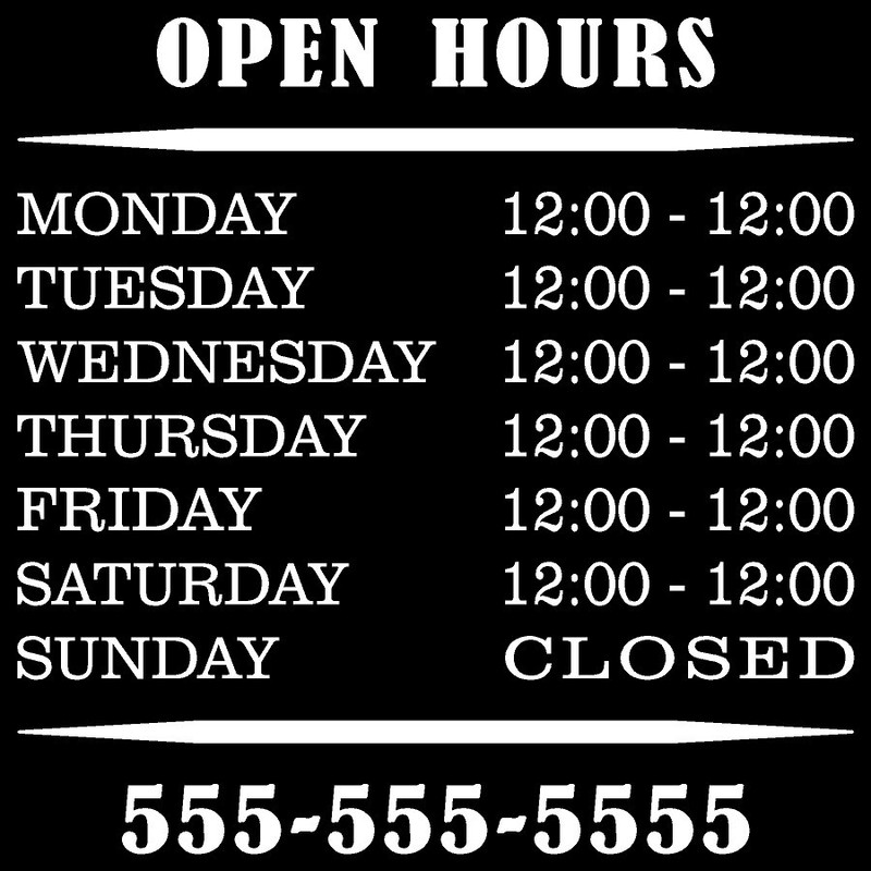 Business Hours Store Hours Vinyl Decal Windows Door Glass Many Colors & Sizes gallery