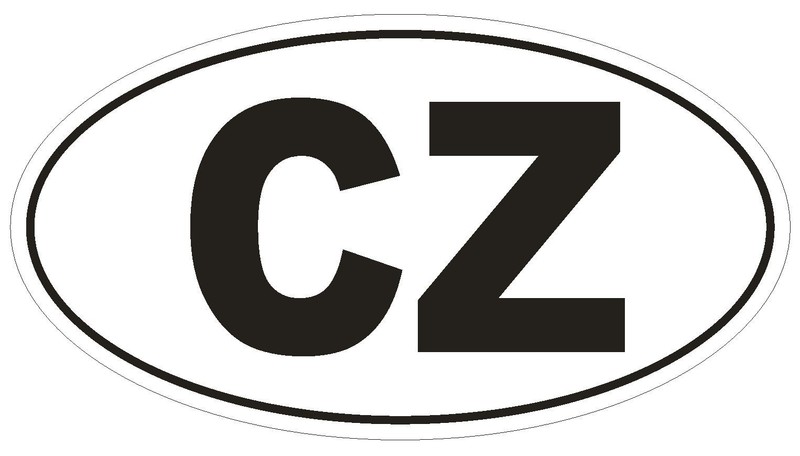 CZ Czech Republic Country Code Oval Bumper Sticker or Helmet Sticker D903