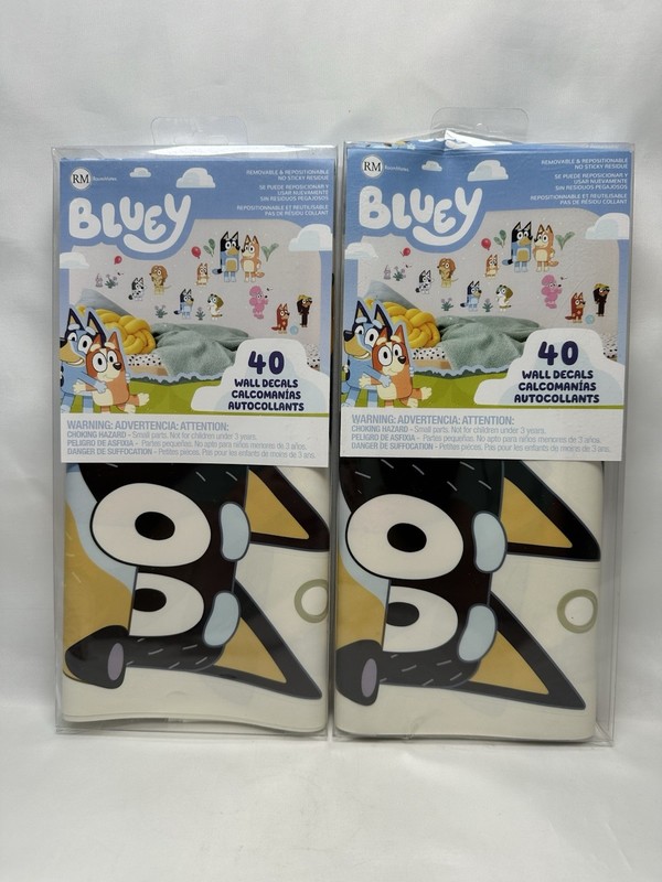 2 Bluey Family & Friends Peel and Stick Wall Decals 40 Removable, Vinyl Stickers