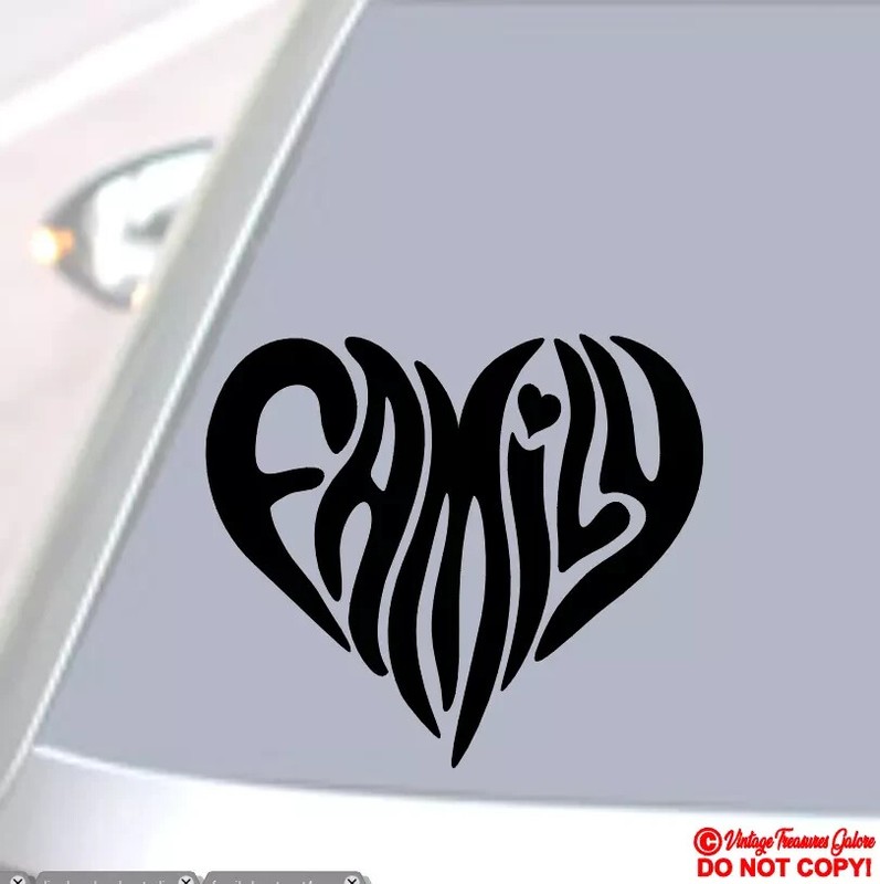FAMILY HEART Vinyl Decal Sticker Car Truck Rear Back Window Wall Bumper LOVE JDM