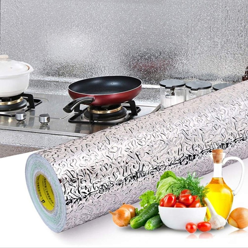 Silver Contact Paper Peel and Stick Waterproof Kitchen Backsplash Wallpaper