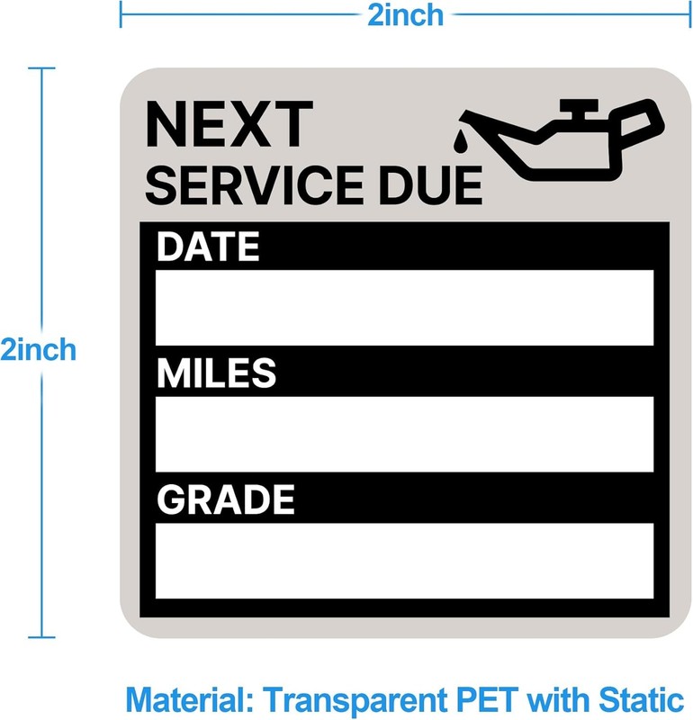 120 Oil Change Sticker Static Cling 2x2 Next Service Due Label Car Black Grey gallery
