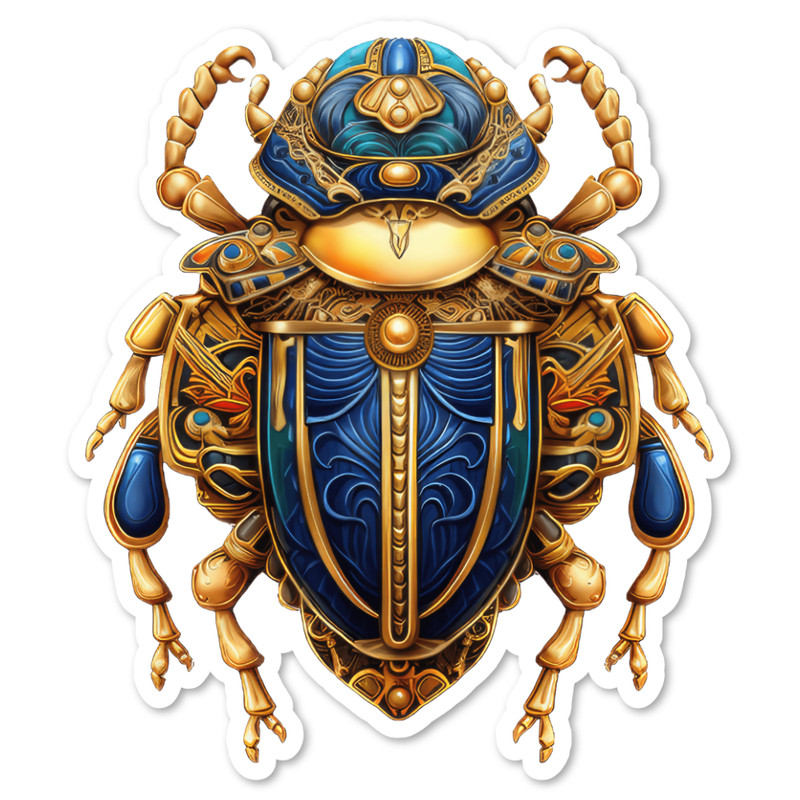 Egyptian Scarab Vinyl Sticker, Water Resistant, Laptop, Water Bottle, Scrapbook