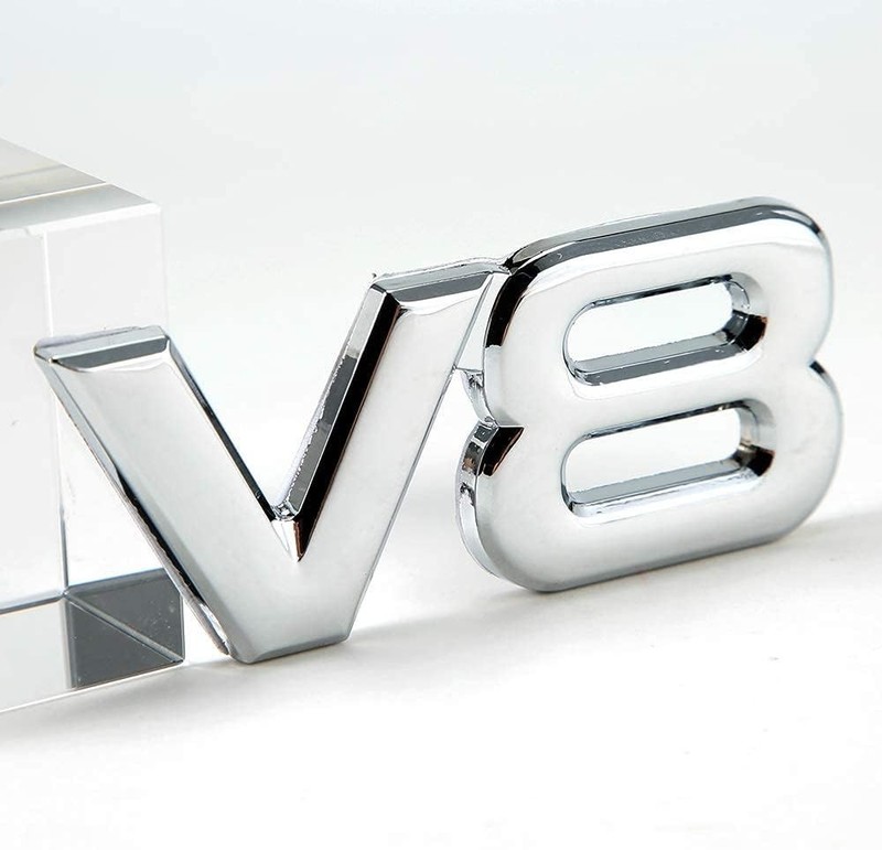 Sleek 3D Silver V8 Badge Sticker for Universal Cars & Trucks - Easy Apply gallery