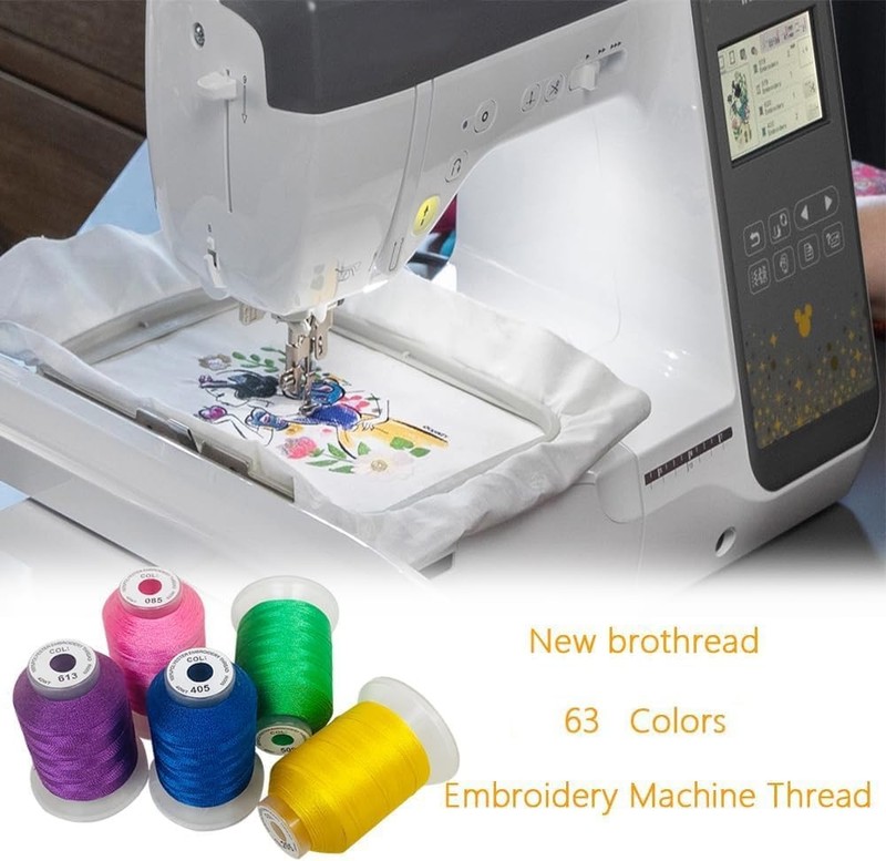 63 Colors 100% Polyester Machine Embroidery Thread 550yd with Thread Nets - Com gallery
