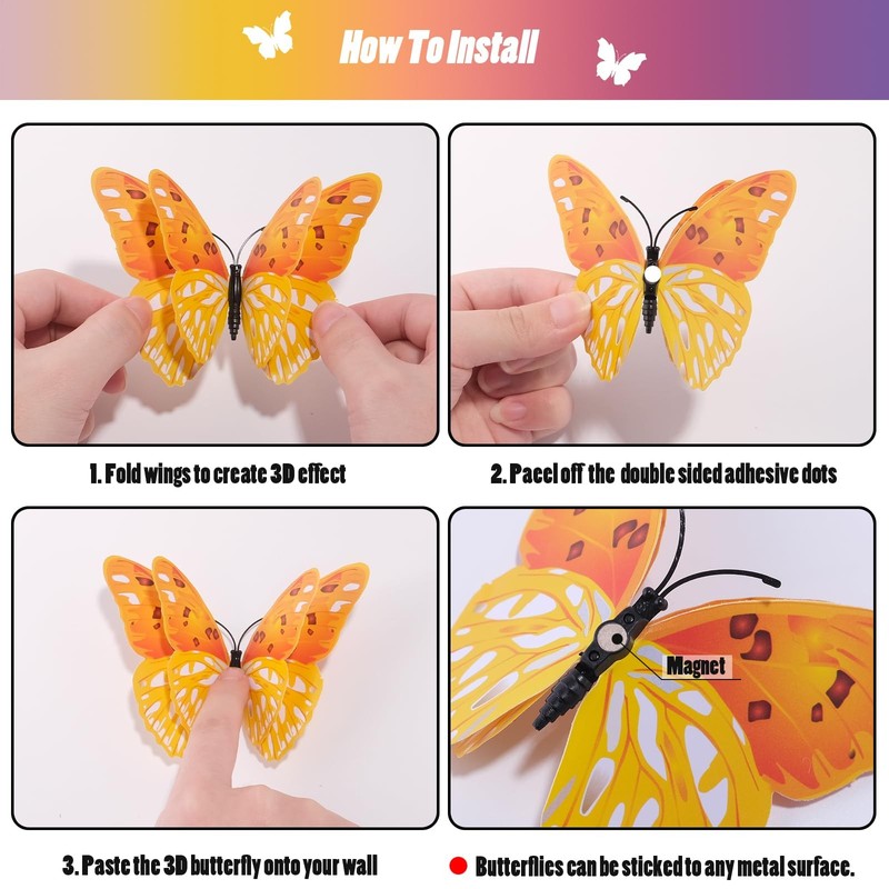 24 Mariposas 3D Para Decorar Pasteles Arreglos Florales De Pared El Cuarto Niñas gallery
