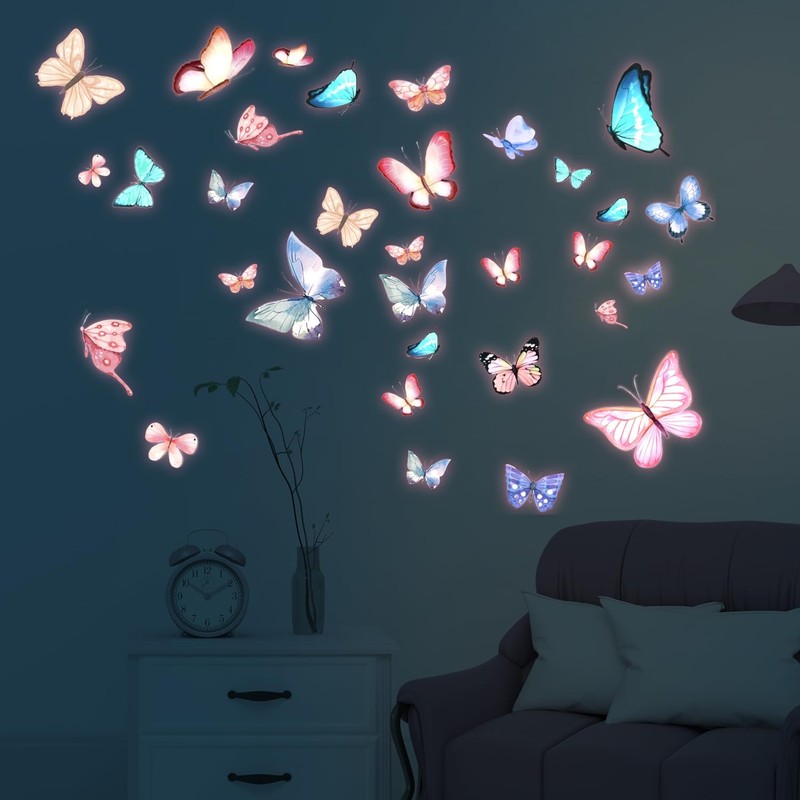 3 Sheets Glow in The Dark Butterfly Wall Decals, As Shown the Picture gallery