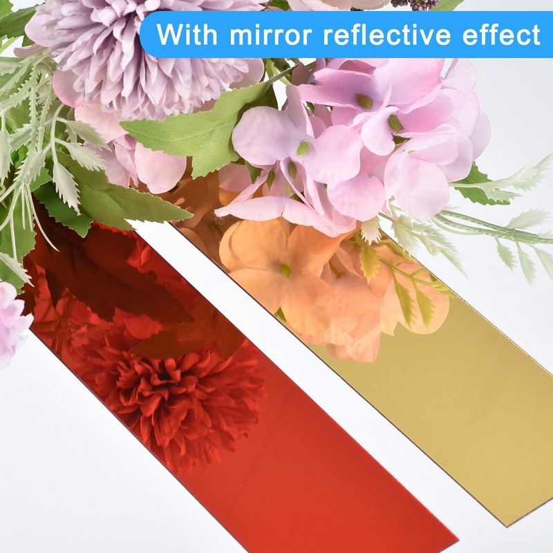 10Pcs 2" x 7.9" Self Adhesive Acrylic Strip Mirror Wall Sticker Removable, Brown gallery