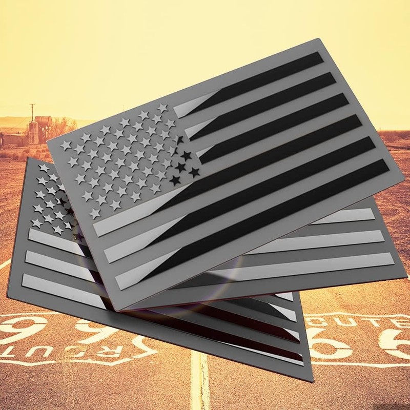 3D Metal American Flag Emblem Decal，Black American Flag Decal for Car, Truck