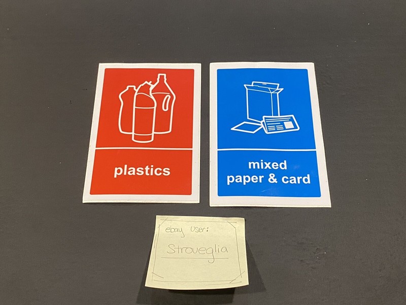 Recycling Labels: Plastic, Mixed Paper & Card Stickers Approximately 4” x 5.75”