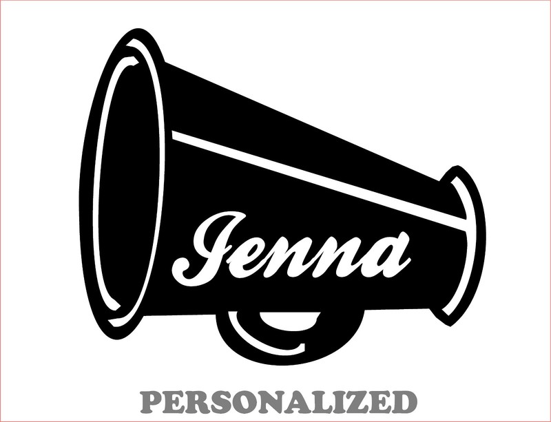 Personalized Cheerleader Megaphone Decal with name vinyl sticker car graphic gallery