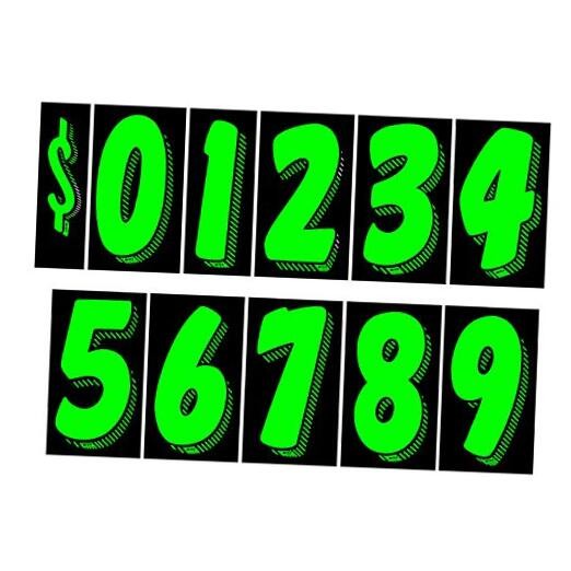 EZ Line Vinyl Decals for Cars Chartreuse Large Number Stickers 11 Dozen