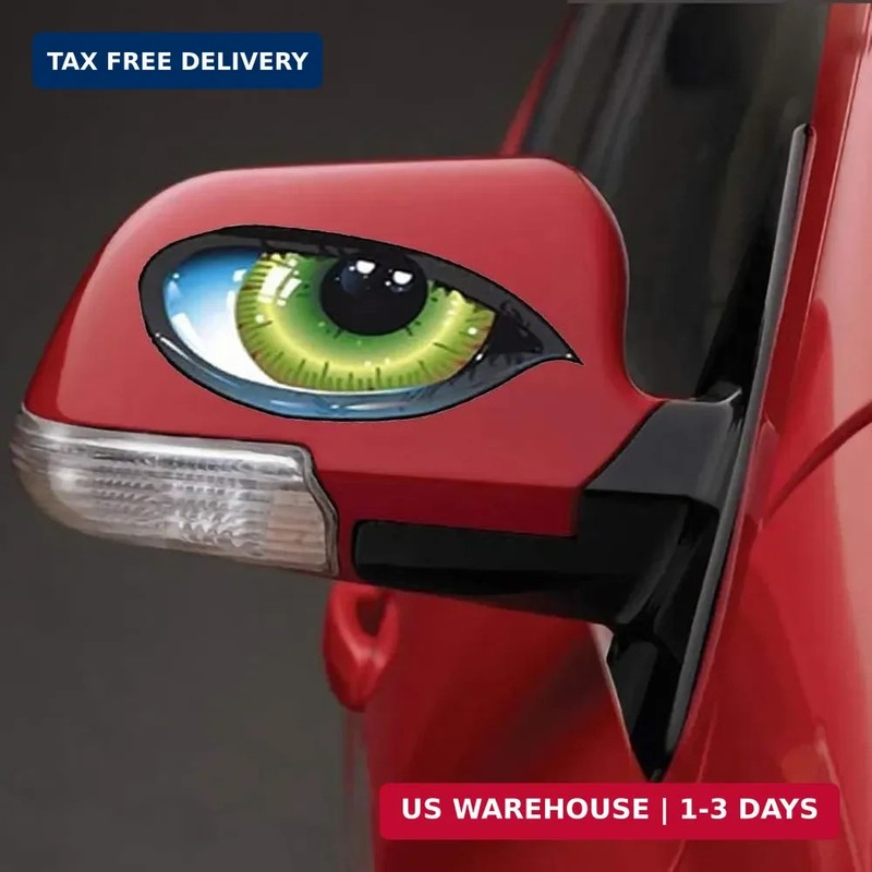 1 Pair Funny Cat Green Eyes Car Decal Sticker, 3D Decal Sticker for Auto Car Sid gallery