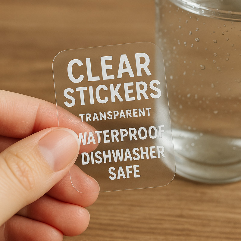 Custom Clear Vinyl Stickers | Durable Waterproof Labels |  White Ink Printing