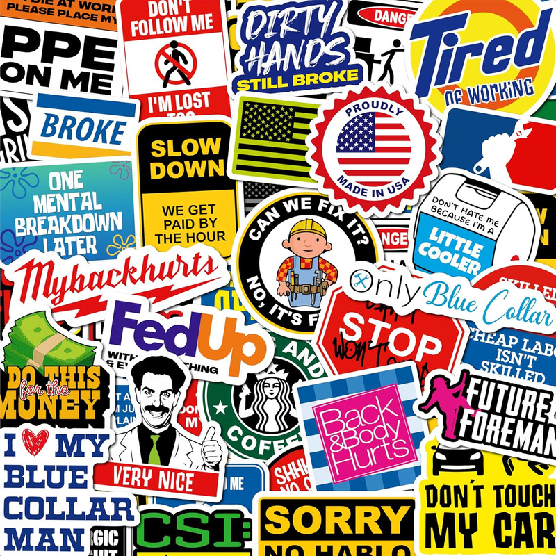 200 PCS Hard Hat Stickers for Adults – Vinyl & Waterproof Funny Stickers, Ideal