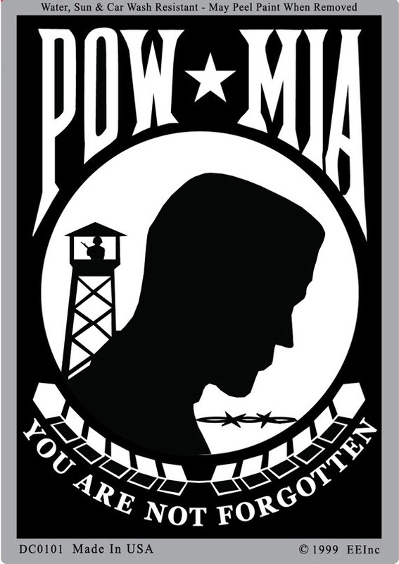 3″X4″ VINYL PRESS AND STICK WEATHER RESISTANT POW/MIA DECAL