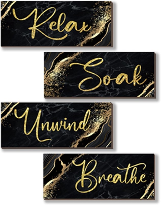 Luxury Black and Gold Wooden Wall Decor - Rustic Marble Style Art for Relaxation gallery
