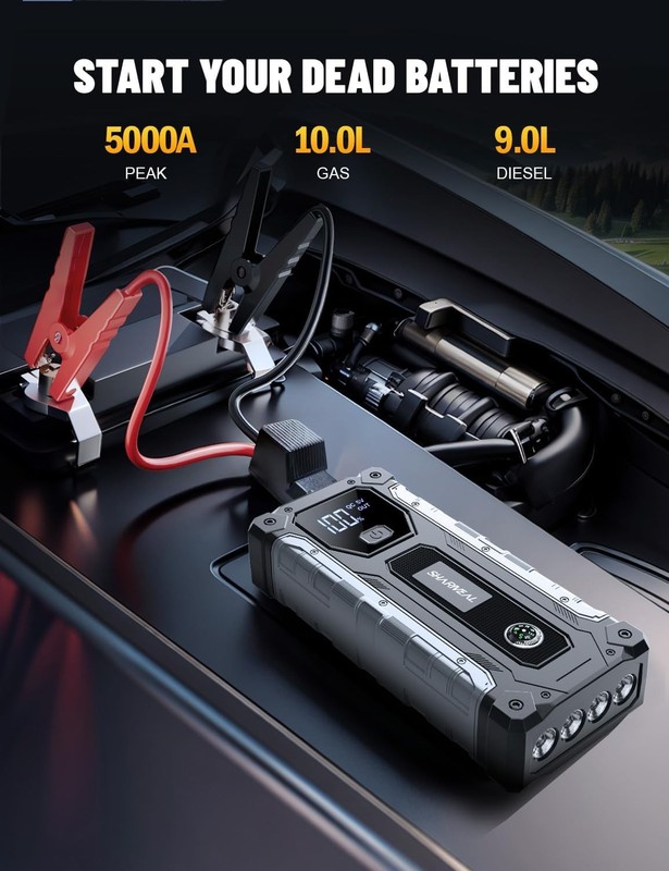 Car Jump Starter 5000A Jump Starter Battery Pack for 10.0L Gas 9.0L Diesel 12V P gallery