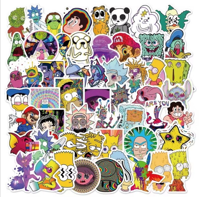 10 PCS Trippy Hippie Pot Cartoon Characters Stickers BRAND NEW