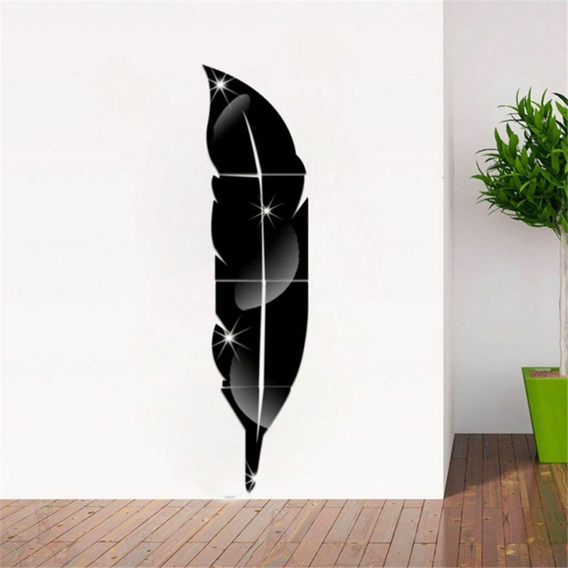 Removable 3D DIY Feather Mirror Home Room Decal Vinyl Art Stickers Wall Decor gallery