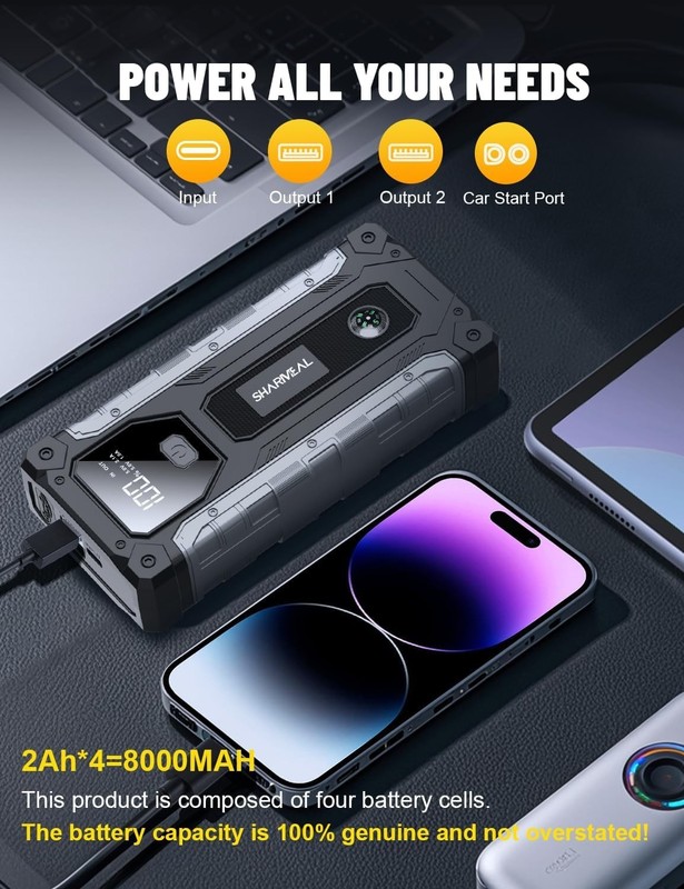 Car Jump Starter 5000A Jump Starter Battery Pack for 10.0L Gas 9.0L Diesel 12V P gallery