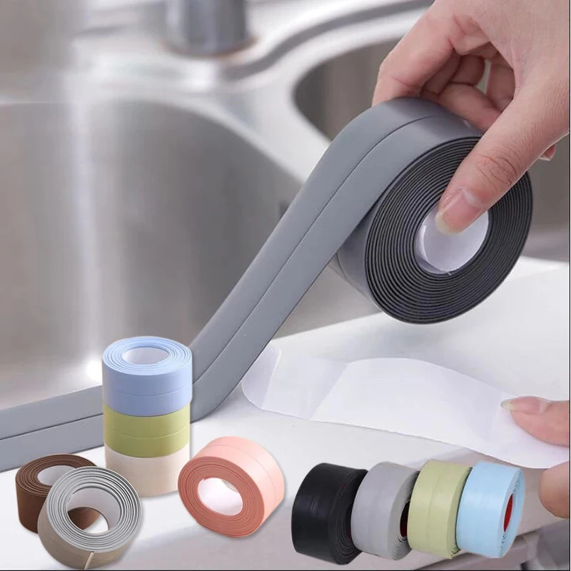 1Pc Bathroom Waterproof Wall Stickers Sealing Tapes PVC Adhesive Sealing Strips gallery