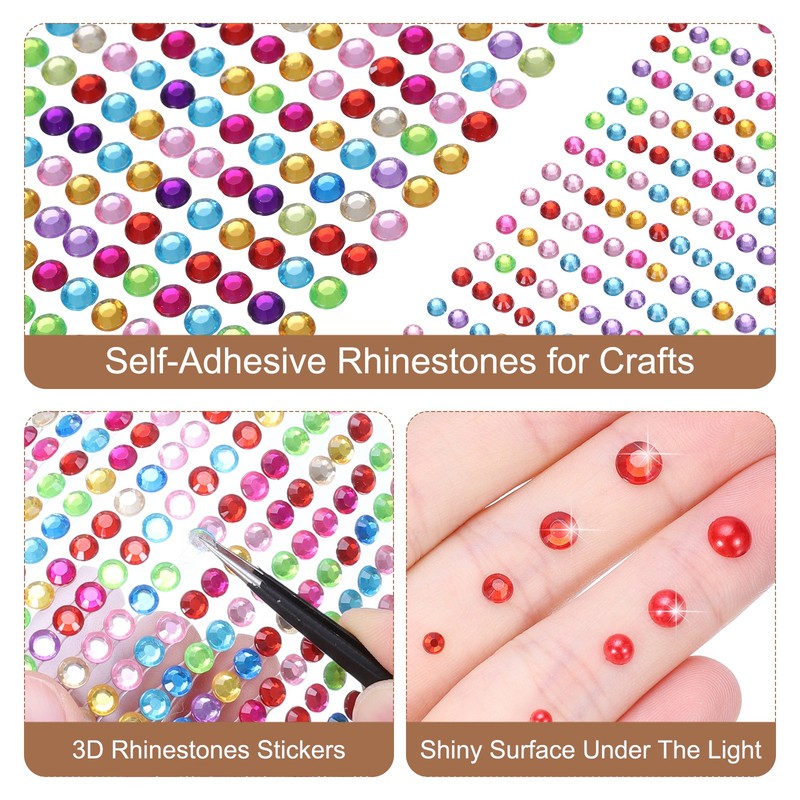 2190Pcs 3mm/5mm Self-Adhesive Rhinestone Stickers for Craft 4 Sheet Black gallery