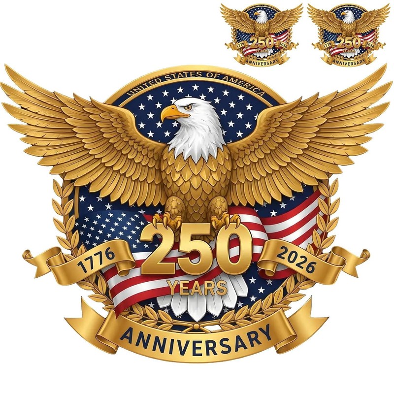 2Packs USA Car Window Decal 250th Anniversary American Flag Sticker 1776-2026