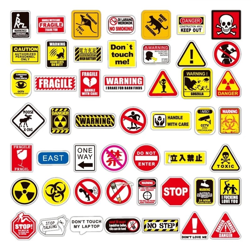 100pc Stickers Set Warning Slogan Series Collection gallery