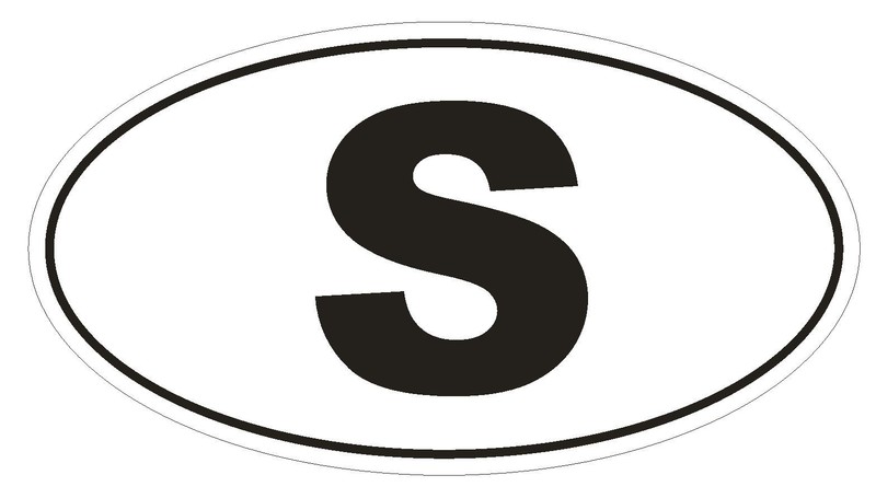 S Sweden Country Code Oval Bumper Sticker or Helmet Sticker D914