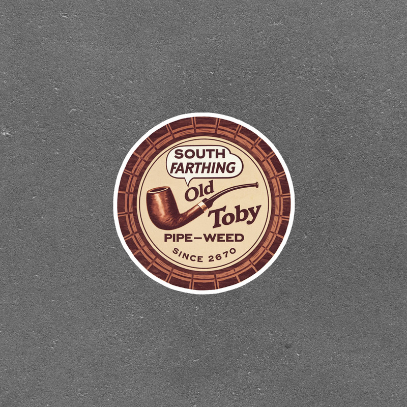 Vintage Old Toby Pipe-Weed Sticker, South Farthing, Tolkien Inspired Art #3725