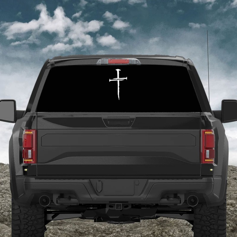 CROSS OF NAILS Vinyl Decal Sticker Jesus Christ Christian Religious God Lord gallery