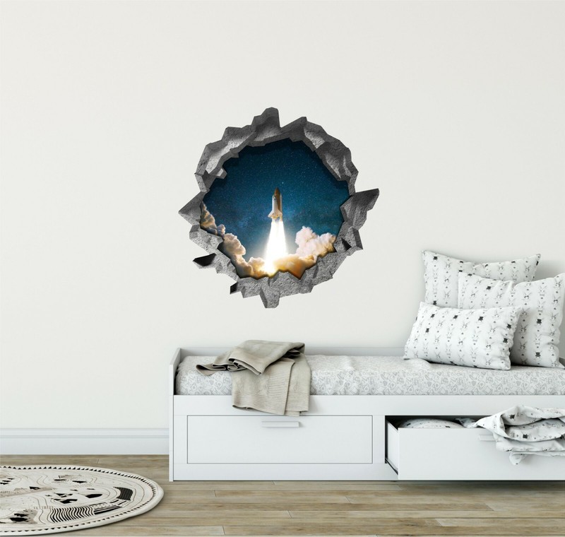 Hole in the Wall SPACE SHUTTLE LAUNCH 3D Wall Decal Vinyl Wall Sticker Removable