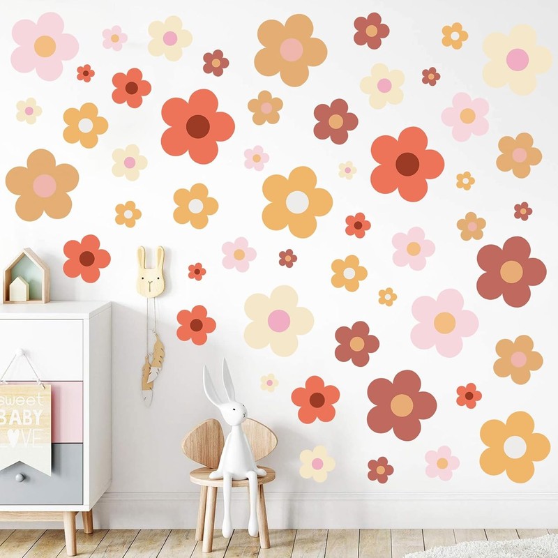 12 Sheets Flower Wall Decals Cute Colorful Vinyl Stickers for Girls Kids Room US