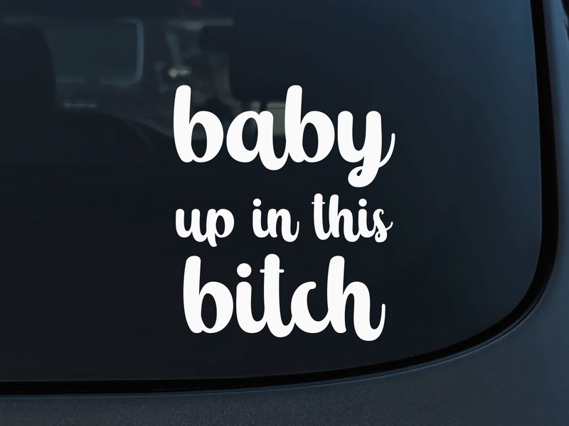 EMPIRE DESIGN Baby Up in This Bitch – 6.5″ x 5.6″ – Car Vinyl Decal Sticker