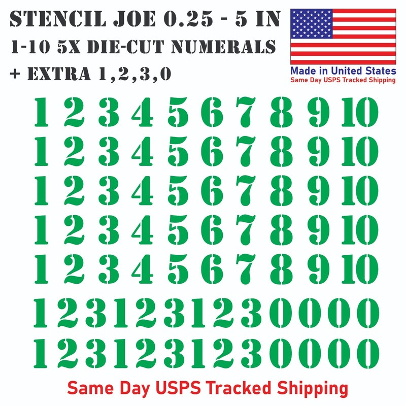 1-10 5x+ Stencil Joe Outdoor Vinyl Decal Numbers for Mailbox Door Address Locker gallery