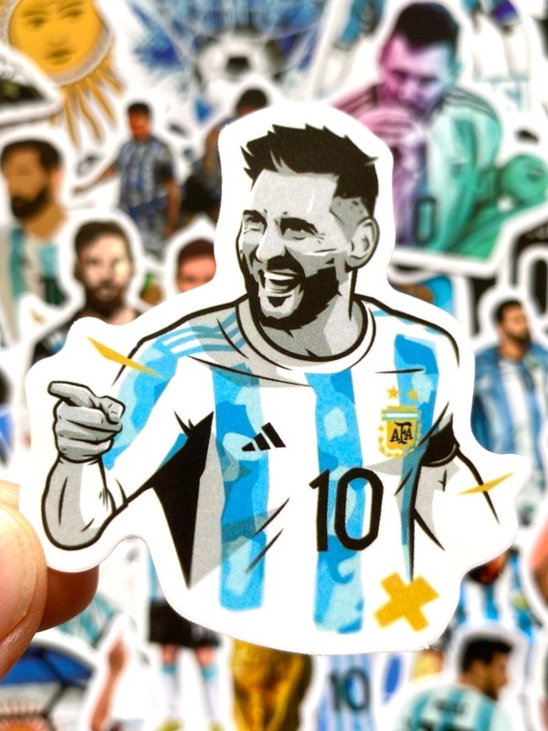 5-50 pcs Messi Inspired Stickers, Argentina World Cup Trophy Laptop Car Decals gallery