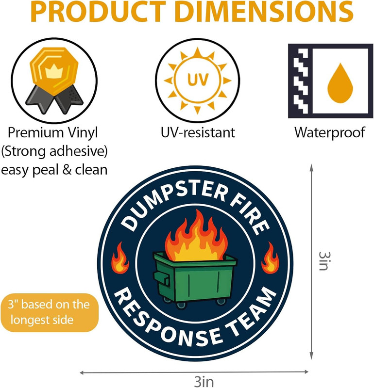 24-Pack Waterproof Dumpster Fire Response Team Vinyl Stickers for Various Uses gallery