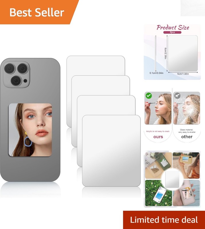 Chic 4-Pcs Mirror Decals for Smartphones - Ultra-Thin Makeup Helpers