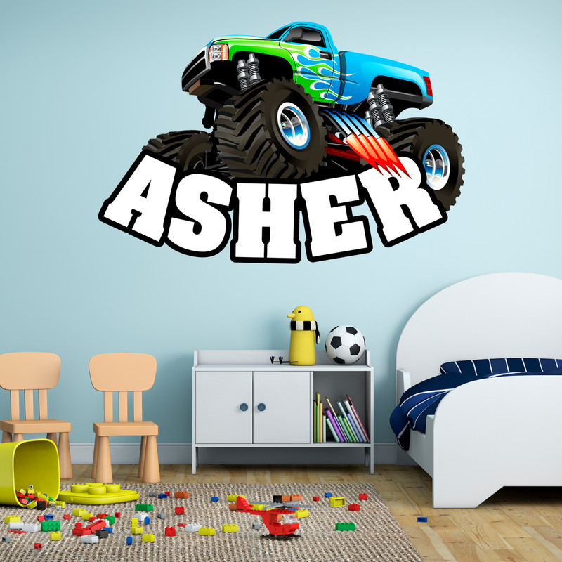 Personalized Monster Truck Name Wall Decal Sticker for Boy-Custom Room Decor Art gallery