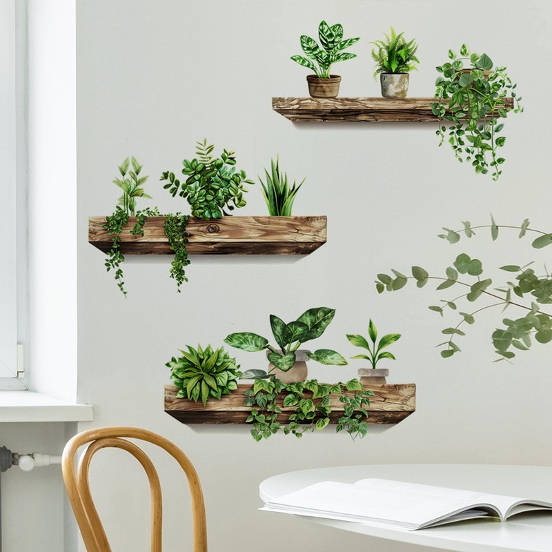 Green Plant Wall Decals 3D Bonsai Tropical Betterfly As the Pictures Shown gallery