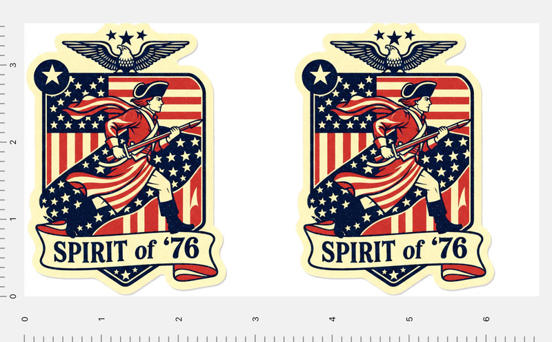 Spirit of 76 Custom Sticker 4" x 7" Sheet American Flag Revolutionary Soldier US gallery